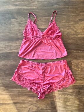 Marilyn Monroe Hot Pink Satin & Lace Cami Pajama Set